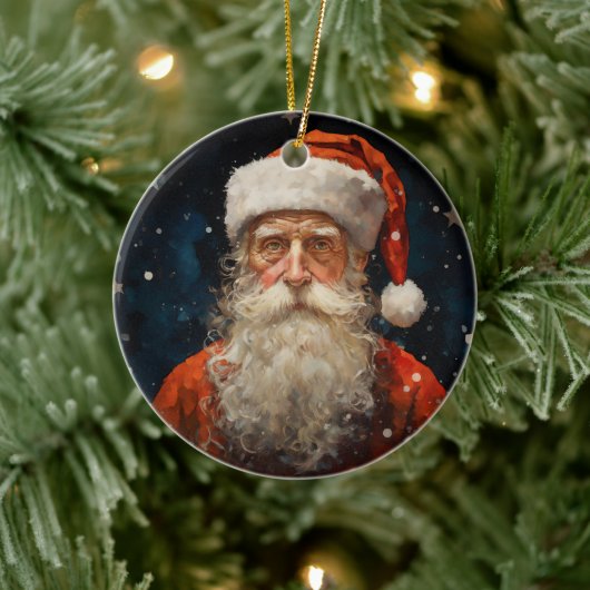 Santa Claus Portrait Vincent Van Gogh Style Keramik Ornament (Baum)