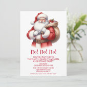 Santa Claus präsentiert Red Party Einladung (Stehend Vorderseite)