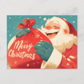 Santa Claus Preparing Christmas Gifts Feiertagspostkarte (Vorderseite)