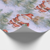 Santa Claus Puppy Snow Modern Weihnachten Geschenkpapier (Ecke)