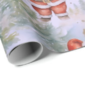 Santa Claus Puppy Snow Modern Weihnachten Geschenkpapier (Rolleneckpunkt)