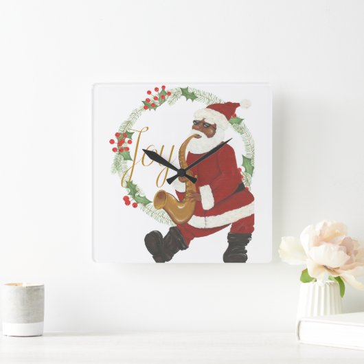 Santa Claus Quadratische Wanduhr (Zuhause)