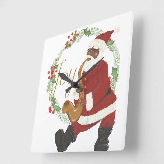 Santa Claus Quadratische Wanduhr (Winkel)