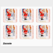 Santa Claus Quadratischer Aufkleber (Blatt)