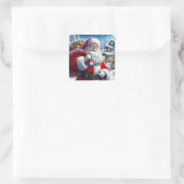 Santa Claus Quadratischer Aufkleber (Tasche)