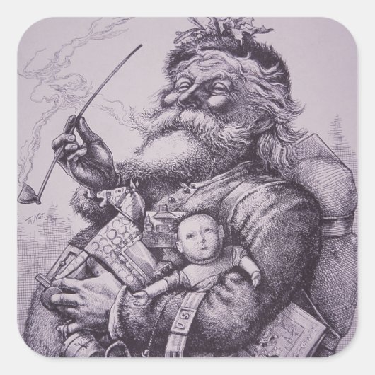 Santa Claus Quadratischer Aufkleber (Vorderseite)