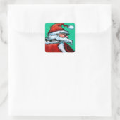 Santa Claus Quadratischer Aufkleber (Tasche)