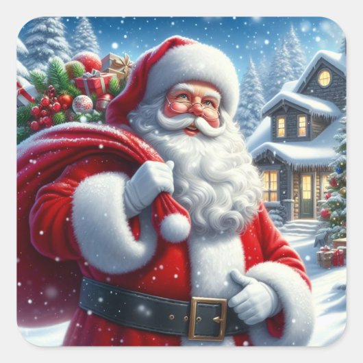 Santa Claus Quadratischer Aufkleber