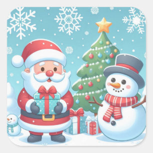Santa Claus Quadratischer Aufkleber