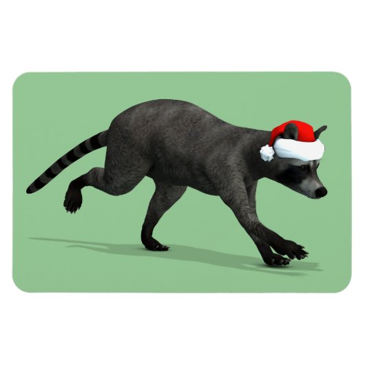 Santa Claus Racoon Magnet (Horizontal)