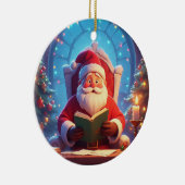 Santa Claus Reading a Book by Candlelight Keramik Ornament (Rechts)