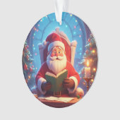 Santa Claus Reading a Book by Candlelight Ornament (Vorderseite)