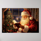 Santa Claus Reading am Weihnachtsbaum Poster (Vorne)