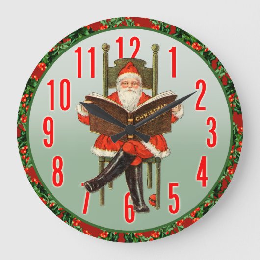 Santa Claus Reading Wall Uhr (Vorderseite)