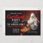 Santa Claus reads book Einladung (Vorderseite)