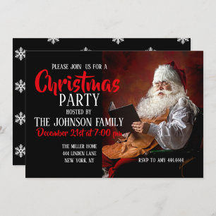 Santa Claus reads book Einladung