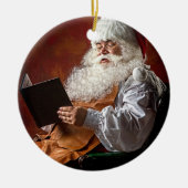 Santa Claus reads book Keramik Ornament (Vorne)