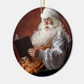 Santa Claus reads book Keramik Ornament (Links)
