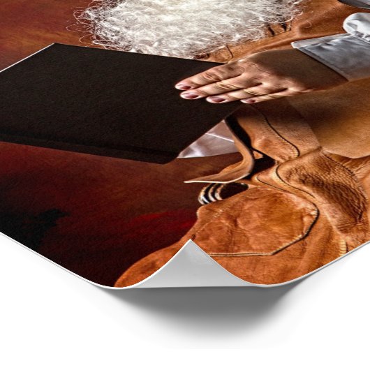 Santa Claus reads book Poster (Ecke)