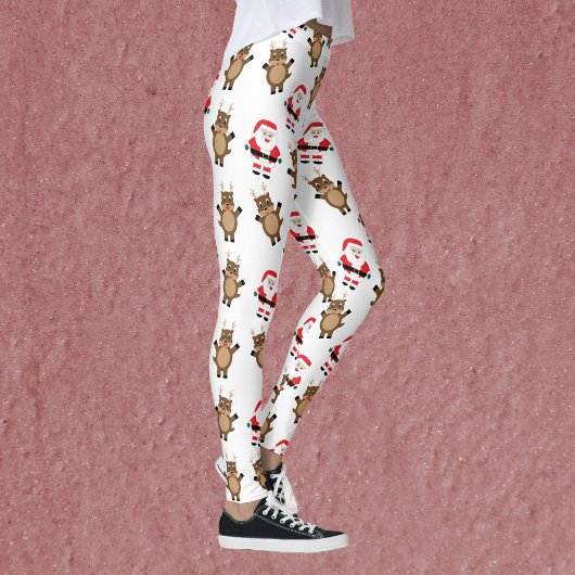 Santa Claus Red Anzug Rentier Weihnachtsmuster Leggings