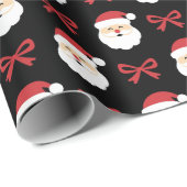Santa Claus & Red Bow Festival einzigartig Geschenkpapier (Rolleneckpunkt)