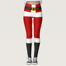 Santa Claus Red Christmas Costume Leggings