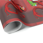 Santa Claus Red Dragon Tiled Pattern Geschenkpapier (Rolleneckpunkt)