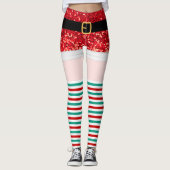 Santa Claus Red Glitzer Leggings (Vorderseite)