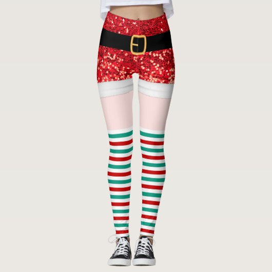 Santa Claus Red Glitzer Leggings (Vorderseite)