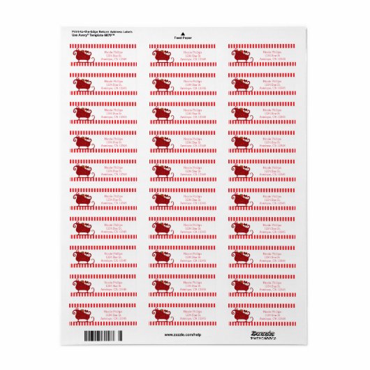 Santa Claus Red Glitzer Sleigh Address Labels (Vorne)