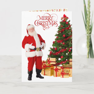 Santa Claus Red & Gold Frohe Weihnachten Karte