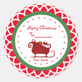 Santa Claus Red Sleigh Weihnachtsaufkleber Runder Aufkleber