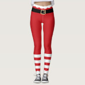 Santa Claus Red & White Christmas Leggings (Vorderseite)