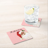 Santa Claus Red White Strip Square Untersetzer (Vor Ort)