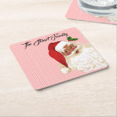 Santa Claus Red White Strip Square Untersetzer (angewinkelt)