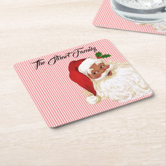 Santa Claus Red White Strip Square Untersetzer (angewinkelt)