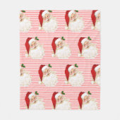 Santa Claus Red White Stripe Fleece Blanket (Vorderseite)