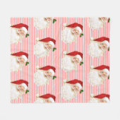 Santa Claus Red White Stripe Fleece Blanket (Vorderseite (Horizontal))