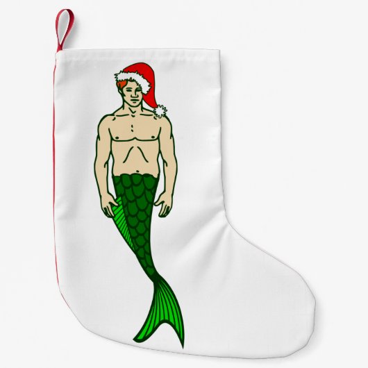 Santa Claus Redhead Merman Christmas Mermaid Kleiner Weihnachtsstrumpf (Vorderseite)