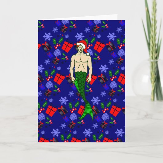santa claus redhead merman hässliche Weihnachtsges Einladung (Vorderseite)