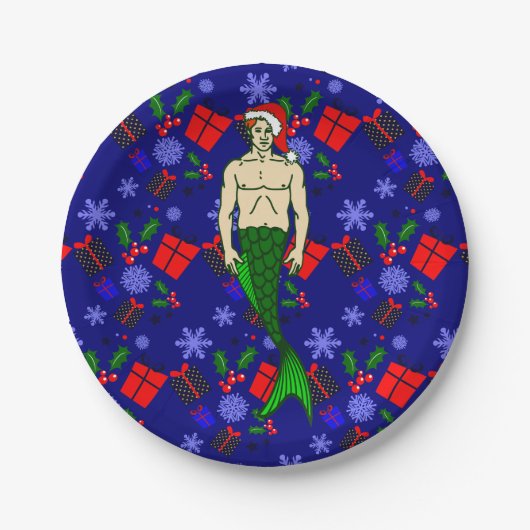 santa claus redhead merman hässliche Weihnachtsges Pappteller (Vorderseite)