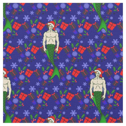 santa claus redhead merman hässliche Weihnachtsges Stoff (Nahaufnahme)