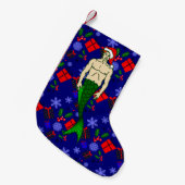 santa claus redhead merman ugly xmas mermaid gifts kleiner weihnachtsstrumpf (Vorderansicht (hängend))