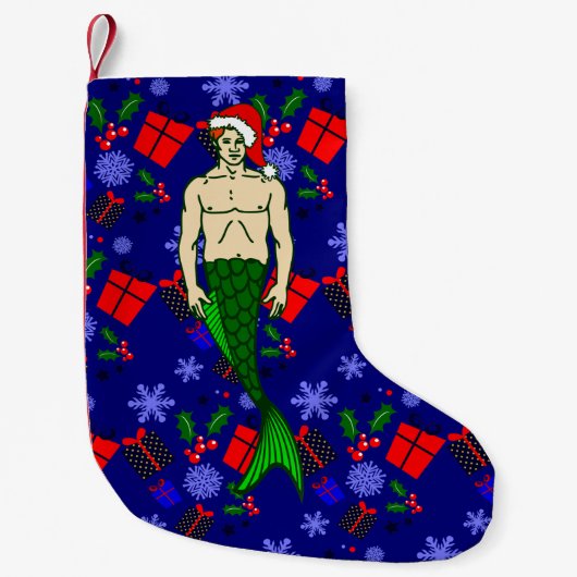 santa claus redhead merman ugly xmas mermaid gifts kleiner weihnachtsstrumpf (Vorderseite)