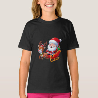 Santa Claus & Reindeer Cartoon Grafischer T - Shir T-Shirt