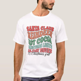 Santa Claus Reindeer Hot Cocoa Retro Weihnachten T-Shirt