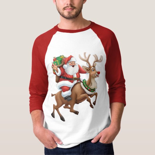 Santa Claus Reindeer Men's Sweatshirt T - Shirt (Vorderseite)