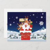 Santa Claus Reindeer Merry X-Mas Funny Postkarte (Vorne/Hinten)