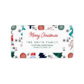 Santa Claus Reindeer Pine Trees Mittens Adressaufkleber (Vorne)