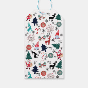 Santa Claus Reindeer Pine Trees Mittens Geschenkanhänger